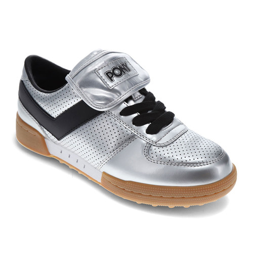 PONY Mens Linebacker Metallic Genuine Leather Premium Lace Up Athletic Sneaker