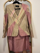 Vintage Dana Buchman Silk Skirt Suit Set Pastel Pink Womens Size 10 Medium