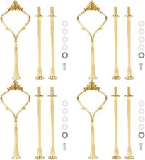4 Sets of 3 Tier Cake Stand Hardware, 2 Styles Golden Tiered Fruit Dessert Servi