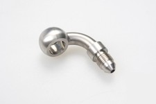 Stainless Steel Brake Hose End Banjo Eye 90-Degree 10.2mm To AN3 Male Fitting