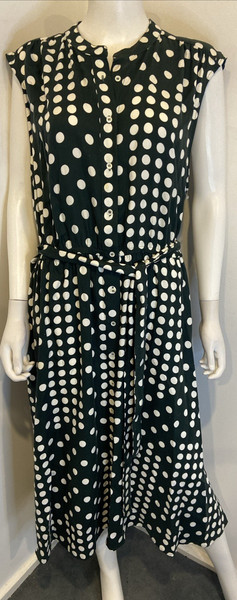 TRENERY [sz 18] dark green polka dot maxi shirt dres (F260)