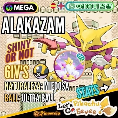 Alakazam Competitive ''Shiny or not'' 6IVs Pokemon Let ́s Go Pikachu & Eevee 