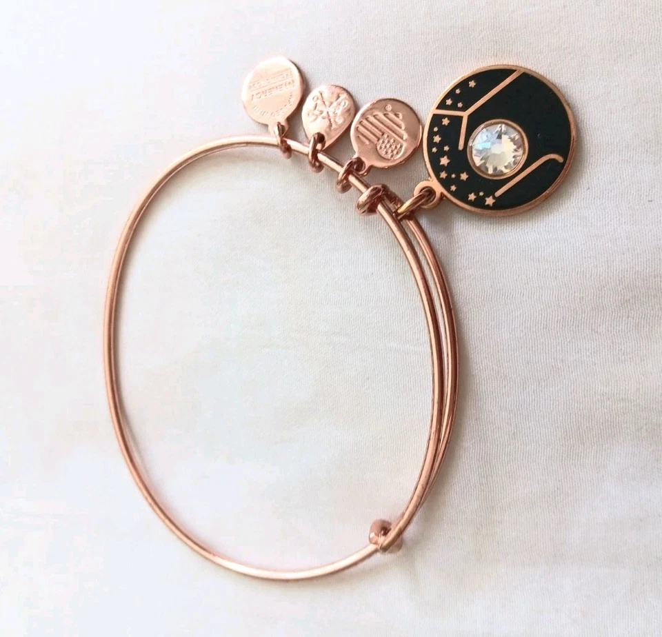 Brazalete Brazalete Alex and Ani JOY Oro Rosa Y Azul Marino Trío Tamaño Ajustable Foto 2 de 4