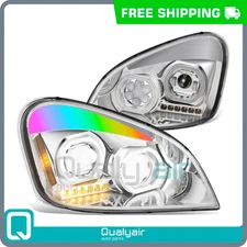 Headlights Chrome Housing Amber Corner LED for 2008-2017 Freightliner Cascadia