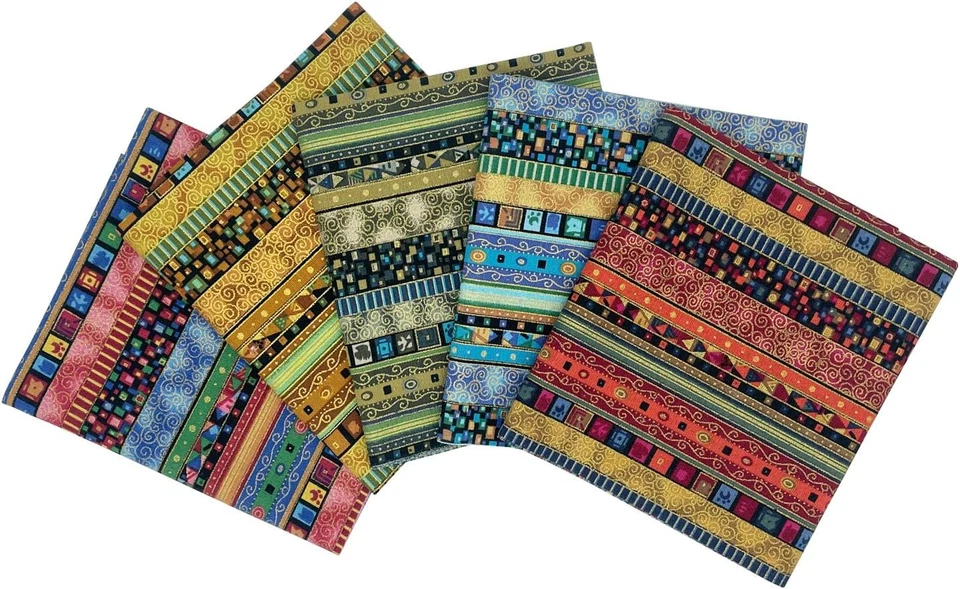 Paquetes de 5 cuartos de grasa de tela de algodón estilo étnico precortados 40X50 Cm, bronceado P Foto 3 de 4