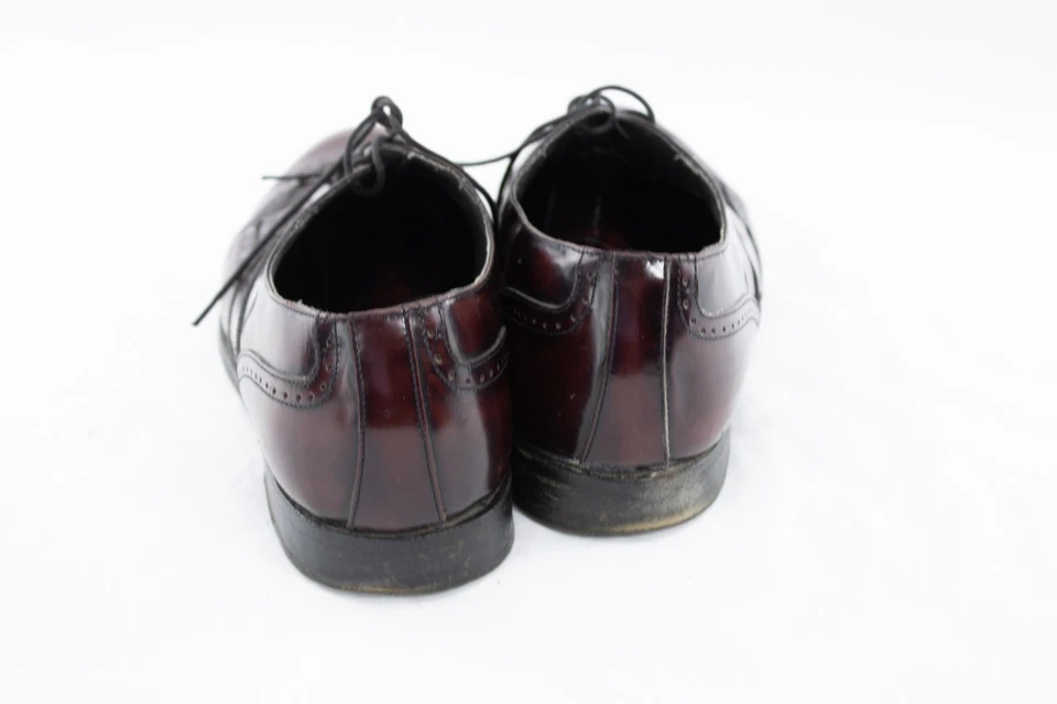 🌾 Vintage Thom McAn Burgundy Leather Oxford Wingtips | Men’s 9.5M | Rustic Form - Image 2 of 4