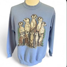 Vintage Smithsonian Meerkat Blue Nature Crewneck Sweatshirt