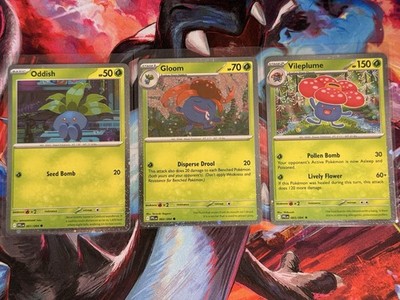 Oddish 001 Gloom 002 & Vileplume 003 Cosmo Holo PFL Promo, Set Of 3 NM
