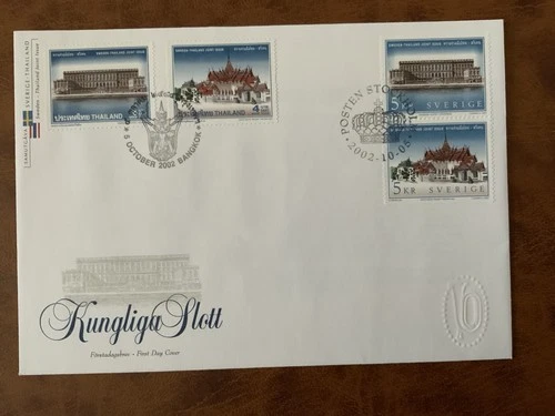 Sweden 2002 #2445 Thailand #2040-2041 Royal Palaces - FDC