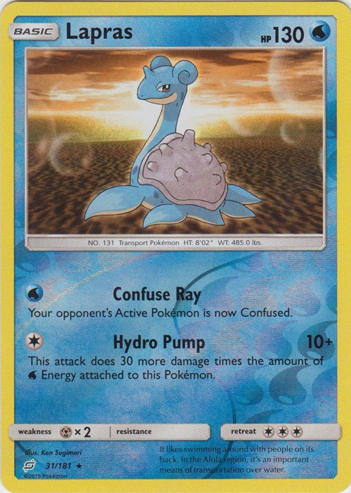 Lightly Played Lapras - 31/181 - Rare - Reverse Holo Pokemon Team Up