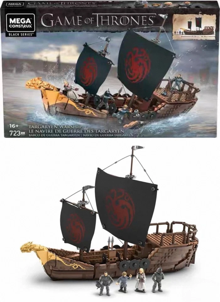 1pcs Mega Construx Black Series Game of Thrones Targaryen Warship GPB29 Toy - Image 3 of 4