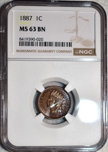 NGC MS-63 BN 1887 Indian Head Cent, Superbly Struck w/ Radiant Mint Luster!