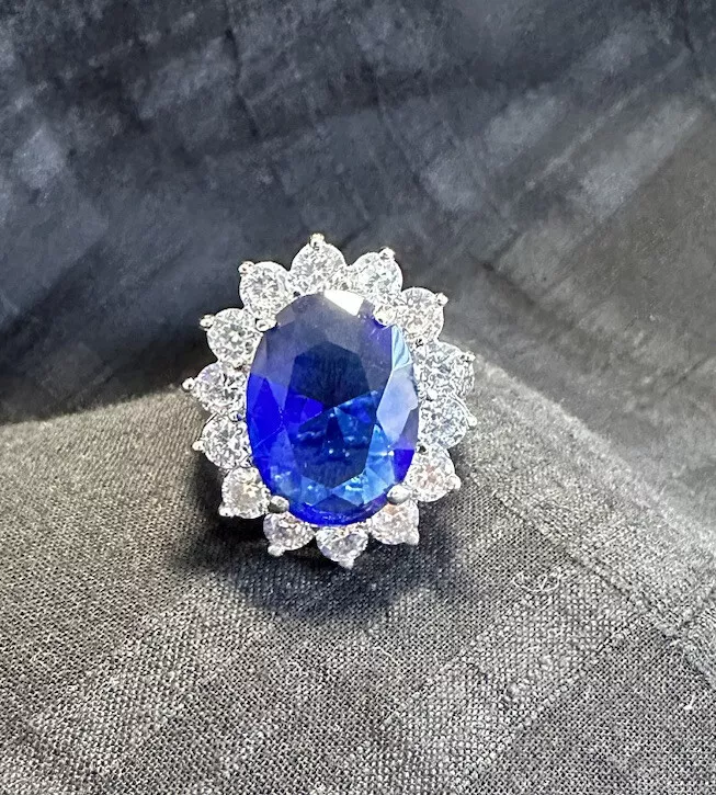 Kenneth Jay Lane Royal Style Rhinestone Blue Simulated Sapphire