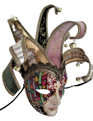 MAR JESTER, VOLLGESICHT, ITALIENISCHE HANDARBEIT/MEHRFARBIG, KUNSTSAMT/KARTENLOCKEN.