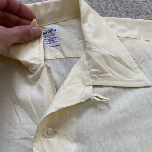 Vintage 60s Van Heusen Medium Yellow Vanopress Loop Collar Shirt Short Sleeve - Picture 5 of 7