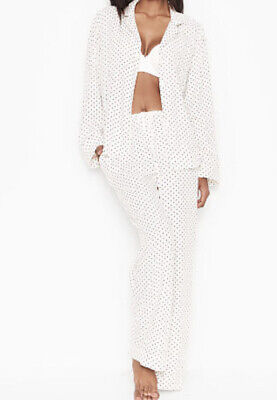 NEW XL Victoria Secret Pajama Set V Pink long Sleeve Cotton flannel Plaid  PJ | eBay