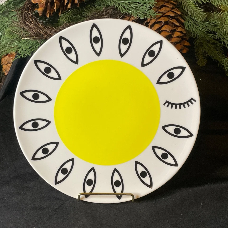 Platos de cena de porcelana verde amarillo IKEA Gloedande Eyes Van Beirendonck años 90 Foto 2 de 4