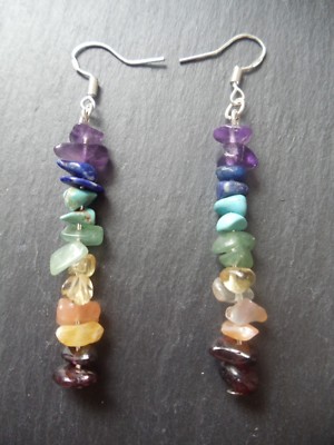 7 Chakra Regenbogen Edelstein Ohrringe Sterling Silber Haken Kristalle Heilung Geschenk