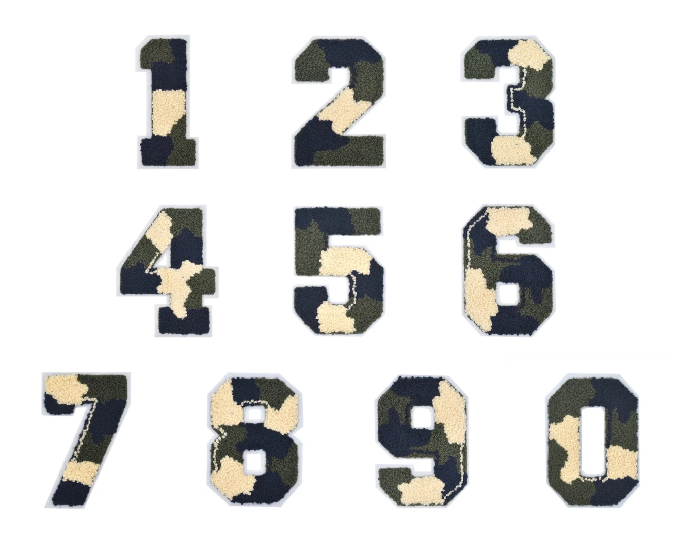 8" Camouflage Varsity Numbers Chenille Iron-on Patch