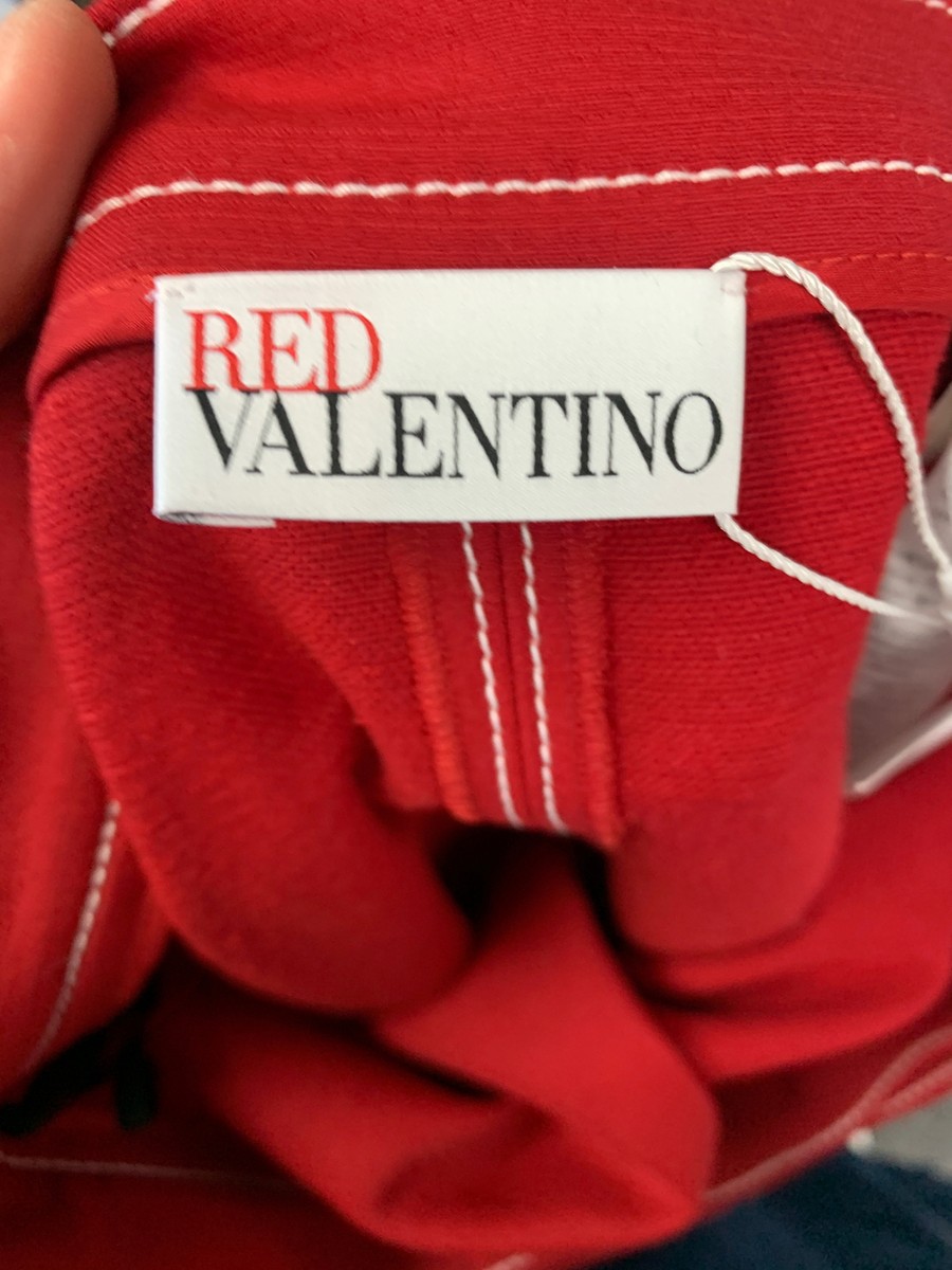 新品 RED VALENTINOスカラップスカート42 Red Valentino Womesn Red High Waisted Knee Length Skirt w