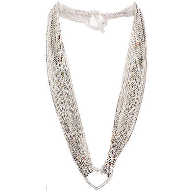 Tiffany & Co. Multi-Chain Sterling Silver 925 Mesh Choker Heart