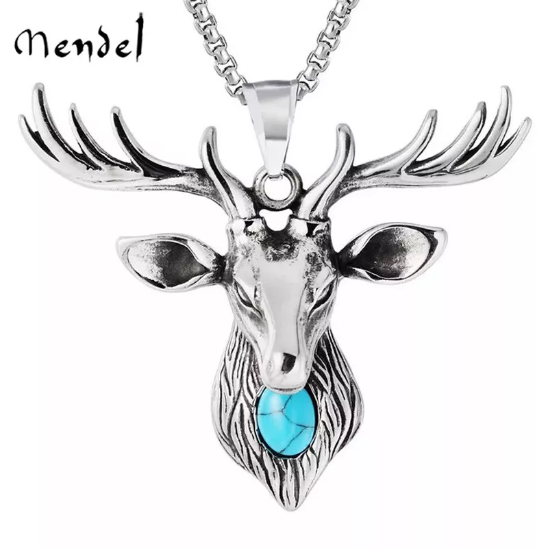 Deer Pendant, Silver Mens Jewelry