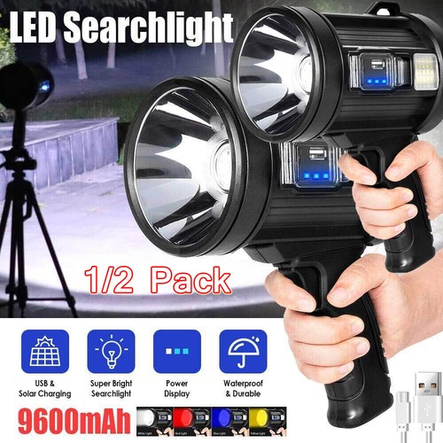 1/2x Spot Lights Hand Held Rechargeable Spotlight Large Flashlight 1000000Lumens
