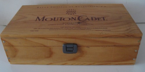 Scatola vino cadetto Mouton rivestita in rame portagioie whatnot box - Foto 2 di 5