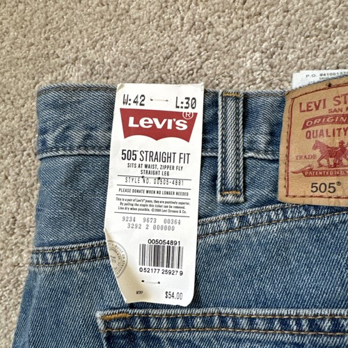 Levi's 505 Regular Fit Straight Leg Jean Men's Size 42x30 - Picture 4 of 8