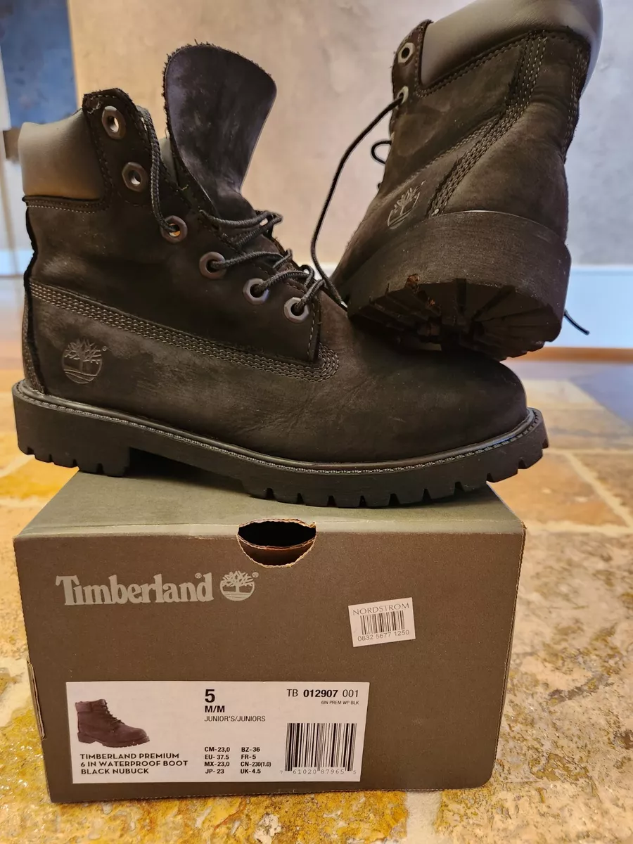Black timberlands junior size clearance 5