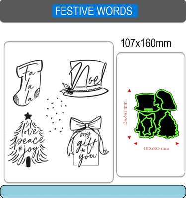 FESTIVE WORDS Z9807 Cutting Dies Clear Stamp DIY Scrapbooking For Cards