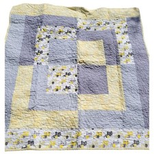 Handmade Big Baby Bento Box Quilt Quilt Elephants Yellow  Gray Edge to Edge