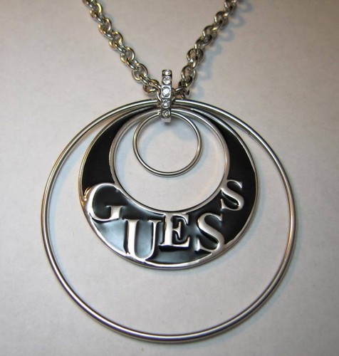 GUESS Heart Lock Logo Key Crown Feather Wings Chain Necklace Rhinestones New - Picture 68 of 133