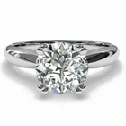2 Ct Vvs1 Ice White Round Real Moissanite Engagement Ring Sterling Silver Size 7
