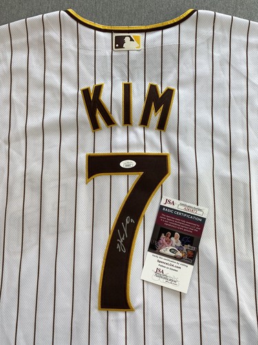 SAN DIEGO PADRES- HA-SEONG KIM AUTOGRAPH PINSTRIPE HOME #7 JERSEY JSA AI81872 - Picture 2 of 4