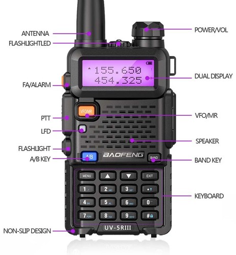 1/2PCS UV-5R III Tri-band Walkie Talkie Long Range Two Way Ham Radios FM - Picture 9 of 20