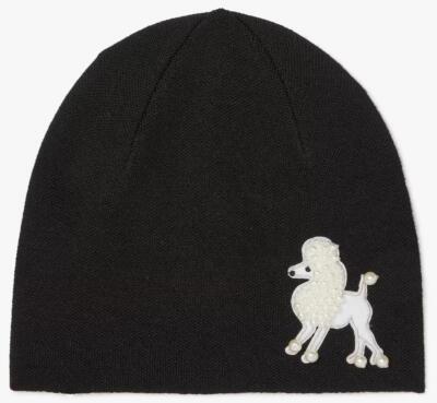 KATE SPADE POODLE EMBELLISHED BEANIE BLACK KS1004064 1 SIZE
