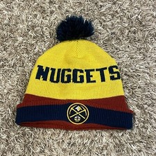 Denver Nuggets Winter Pom Pom Beanie Hat Knit Ski Cap Cuffed Gold Red Blue