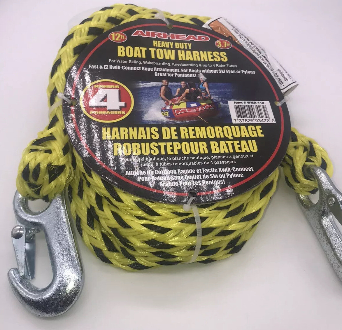 Boating Tow Rope AIRHEAD HeavyDuty 12Ft Boat Tow Rope Harness 4 Rider