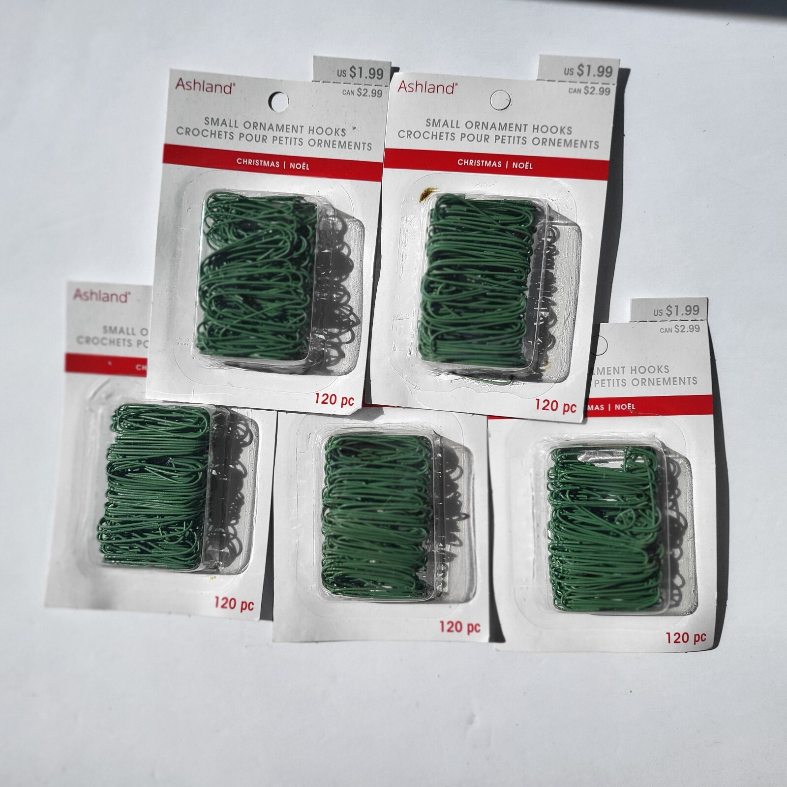 Lot of 5 Ashland Christmas Holiday Green Ornament Hooks Large 120 Pc