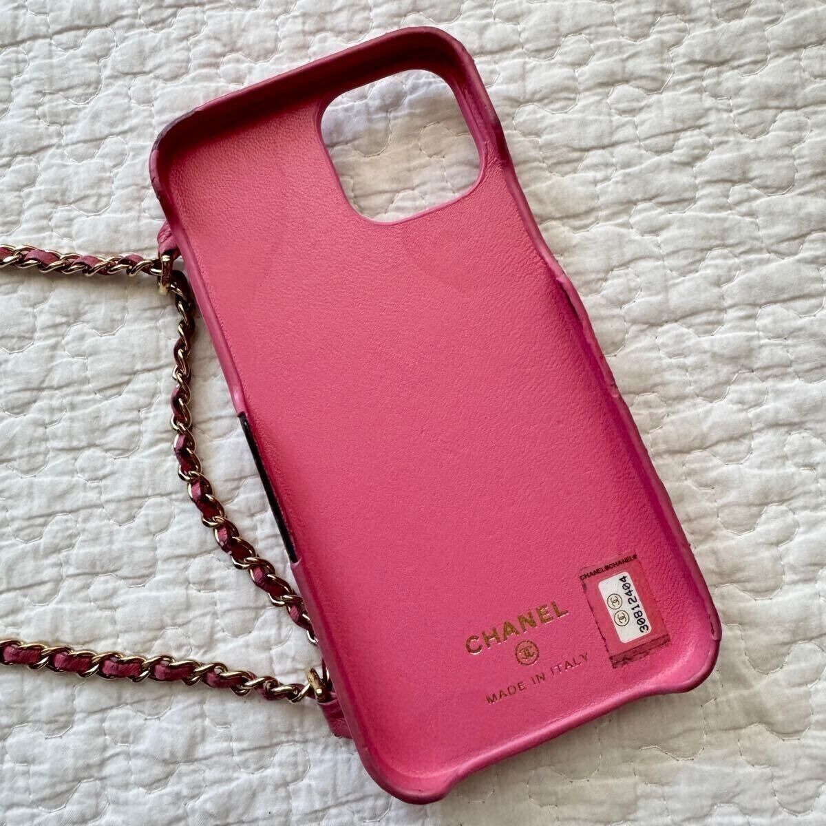 CHANEL iPhone Case 12 PRO Matelasse Chain Shoulder Strap CHANEL iPhone Case 12 PRO Matelasse Chain Shoulder Strap