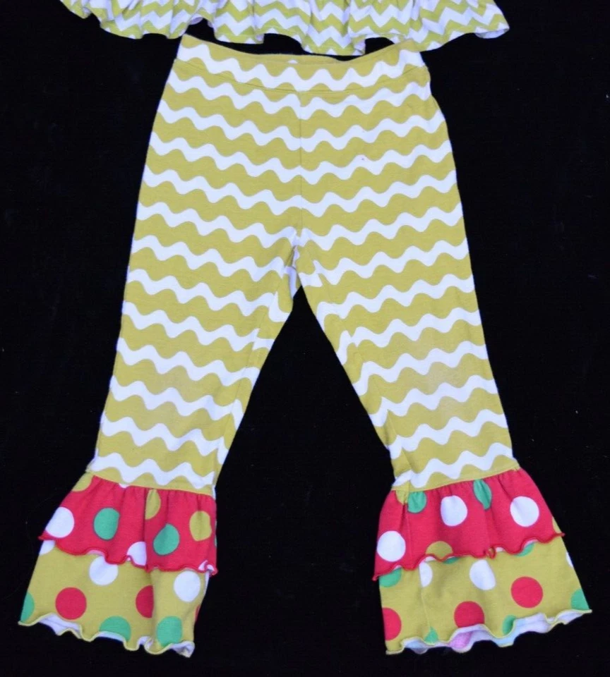 Pantalones Top y Volantes Niñas 2 Piezas Vacaciones Navidad Reno Raras Ediciones 4T Foto 3 de 4