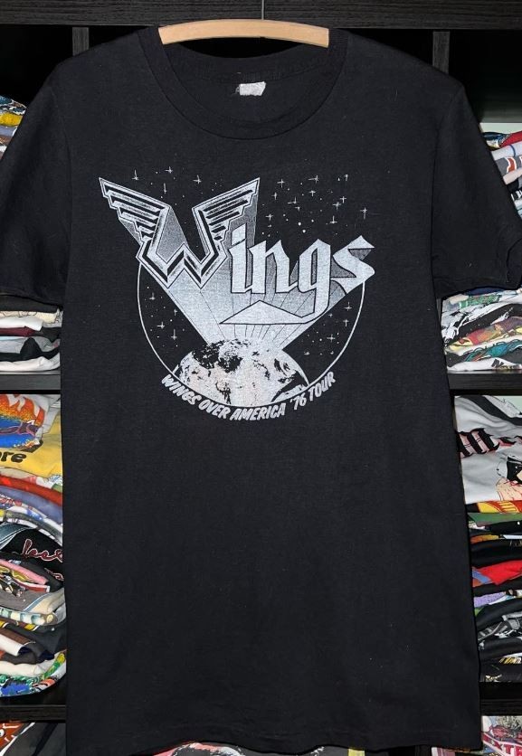 1976 Wings Over America Tour Black Short Sleeve T-Shirt NH21145