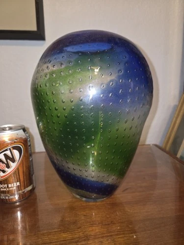 Murano Glass Vase with Bullicante Technique and Controlled Bubbles