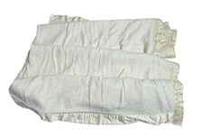 Vtg Waffle Weave Acrylic Twin Blanket Satin Nylon Trim Yellow Flower Cottage