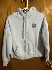 PINK Ivy Fleece Campus Full-Zip Hoodie, XS, Light Blue, Victoria Secret