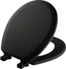 Cameron Black Toilet Seat, Non Slip Heavy Duty Wood, Easy Clean, Made in USA, Ro