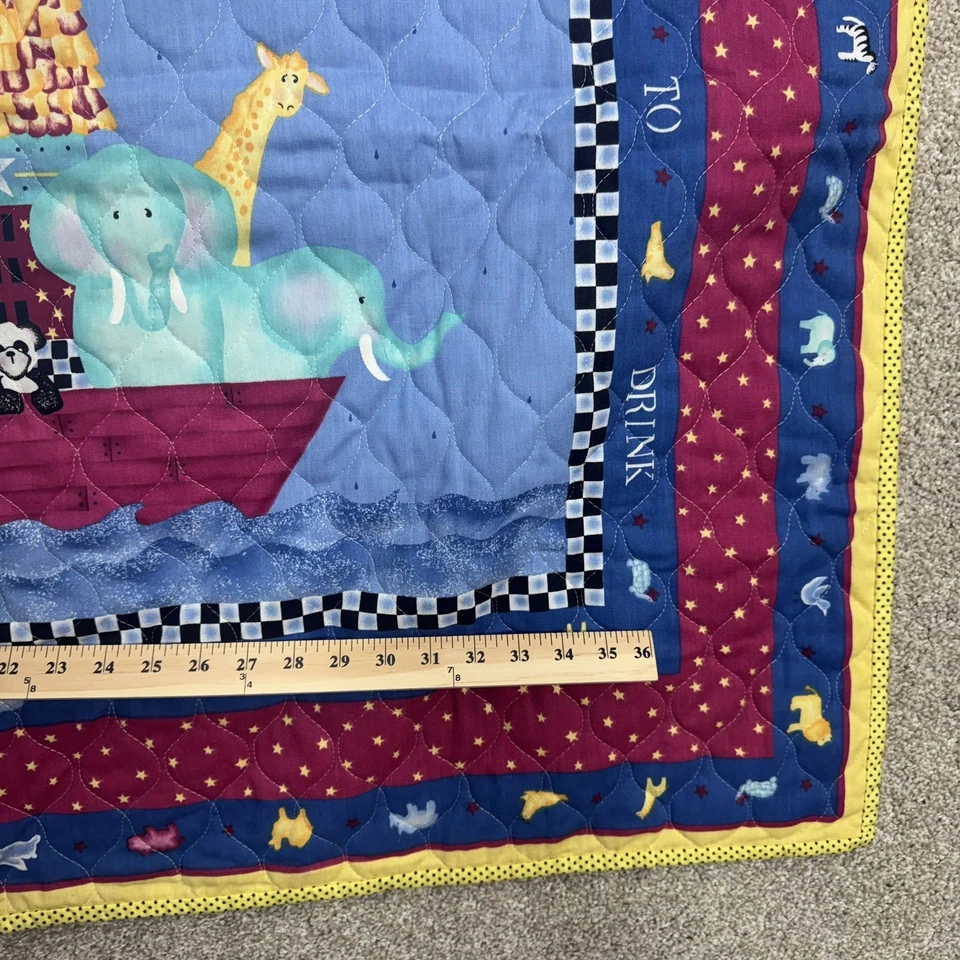 Manta acolchada Arca de Noé Galletas Animales Bebé Niño Tela Hecha a Mano Foto 3 de 4