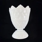 Napco Cleveland Ohio Jeanette Pink Milk Glass MCM Footed Planter Vase #2255