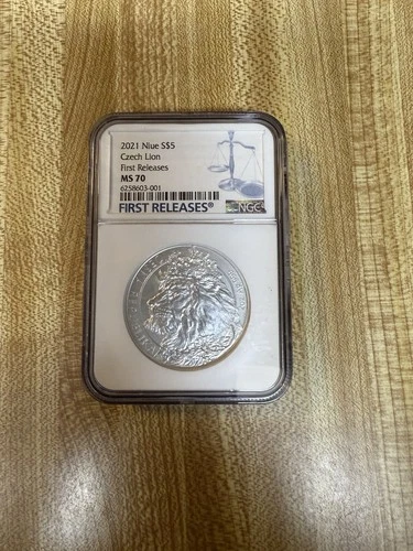 2021  2-oz Silver  Czech Lion NGC MS 70 First Releases